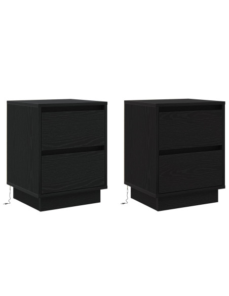 Comodini  con luci LED 2 pz nero 39x34.5x50 cm