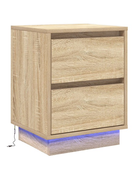 Comodino  con luci LED Rovere di Sonoma 39x34.5x50 cm