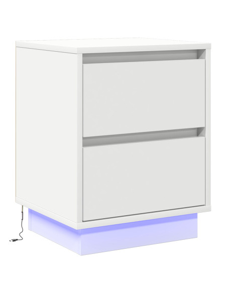 Comodino con luci LED bianco 39x34,5x50 cm