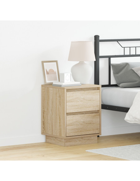 Comodini  con luci LED 2 pz Rovere di Sonoma 39x34,5x50 cm