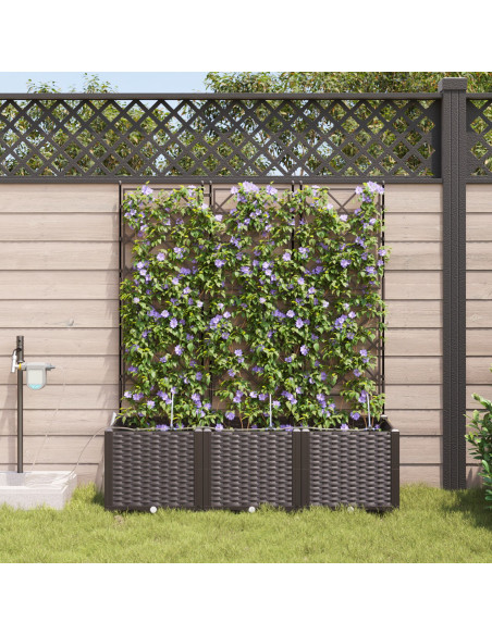 Vaso da giardino 3 pcs Marrone Acciaio