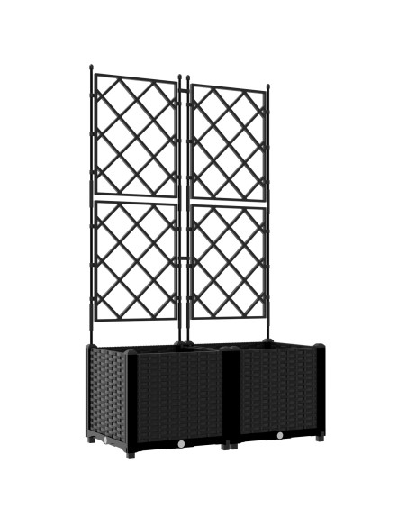 Fioriera da Giardino con Traliccio 2 pz Nero 80x40x143 cm