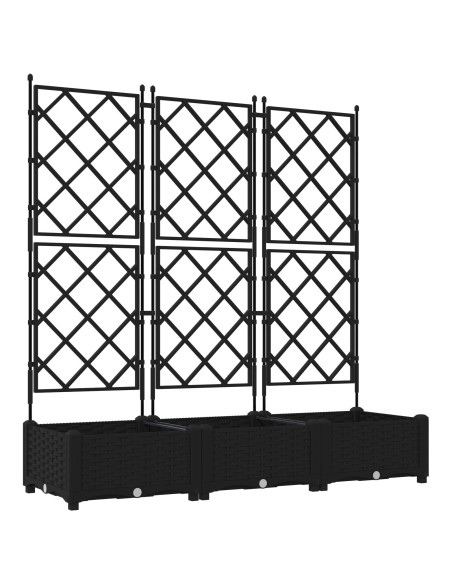 Fioriera  con trellis 3 pcs Nera 120x40x125.5 cm