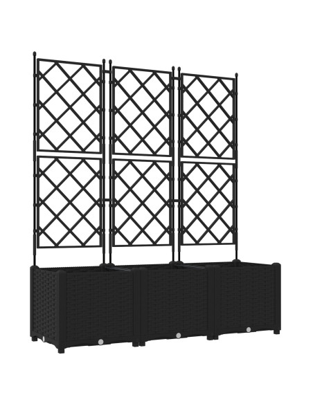 Fioriera da Giardino  con Trellis 3 pz Nera 120x40x143 cm