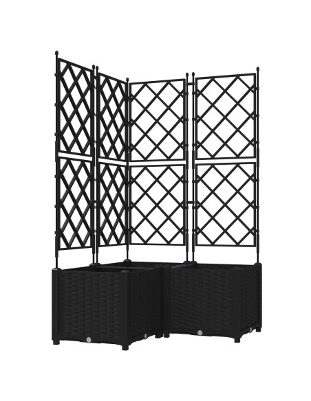 Fioriera  con Traliccio 3 pezzi Nera 80x80x143 cm