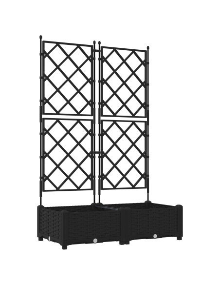 Fioriera da Giardino  con Trellis 2 pz Nera 80x40x125.5 cm