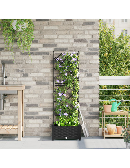 Vaso da giardino Nero 40 x 40 x 125,5 cm Acciaio