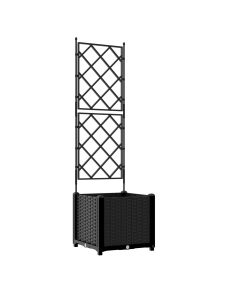 Fioriera con Trellis Nera 40x40x143 cm