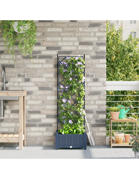 Fioriera da Giardino con Trellis Grigia 40x40x125.5 cm