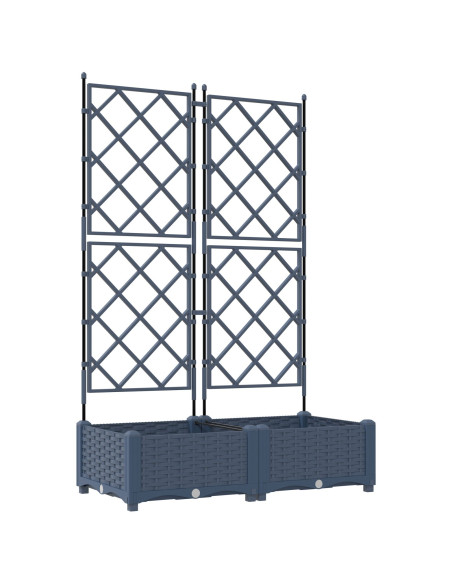 Piantana da giardino  con trellis 2 pz Grigio 80x40x125,5 cm