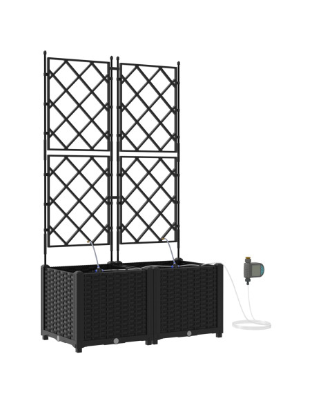 Vaso da giardino 2 pcs Nero Acciaio