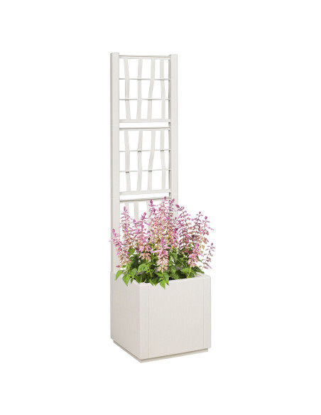 Fioriera da Giardino con Trellis Bianco 36x36x140 cm PP