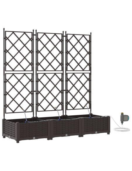 Vaso da giardino 3 pcs Marrone Acciaio