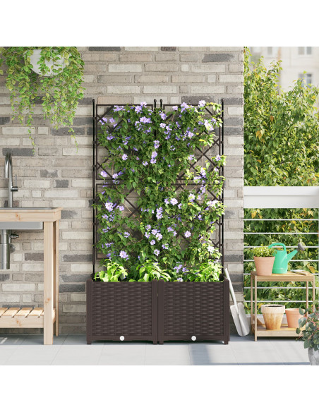 Fioriera da Giardino  con Griglia 2 pz Marrone 80x40x143 cm