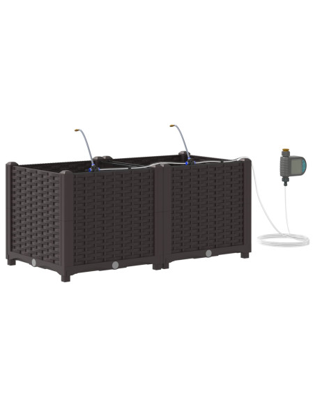 Fioriere  con sistema di irrigazione 2 pezzi Marrone