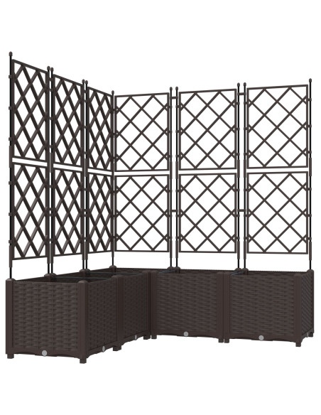 Fioriera da Giardino  con Trellis 5 pz Marrone 120x120x143 cm