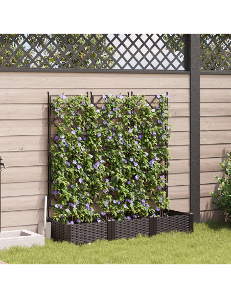 Fioriera  con Traliccio 3 pz Marrone 120x40x125.5 cm