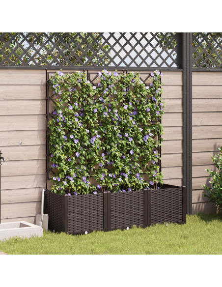 Fioriera da Giardino  con Grata 3 pz Marrone 120x40x143 cm