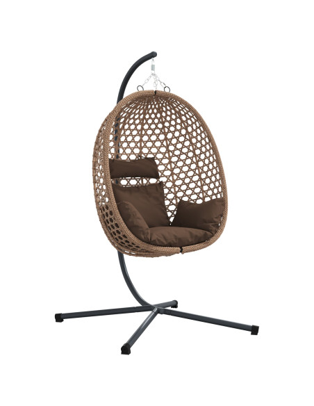 Cesta Sedia a Uovo Appesa  con Supporto Caffè in Rattan Poliestere