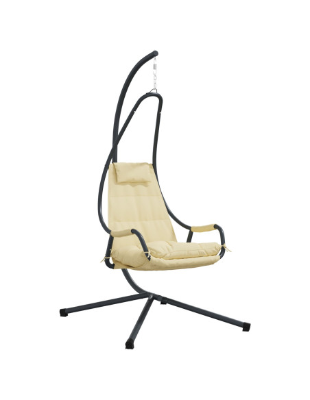 Sedia Appesa  con Supporto e Cuscino Beige Acciaio