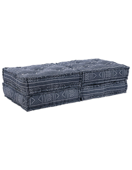 Pouffe Sofa Modulare a 2 Posti Convertibile in Tessuto Indigo di