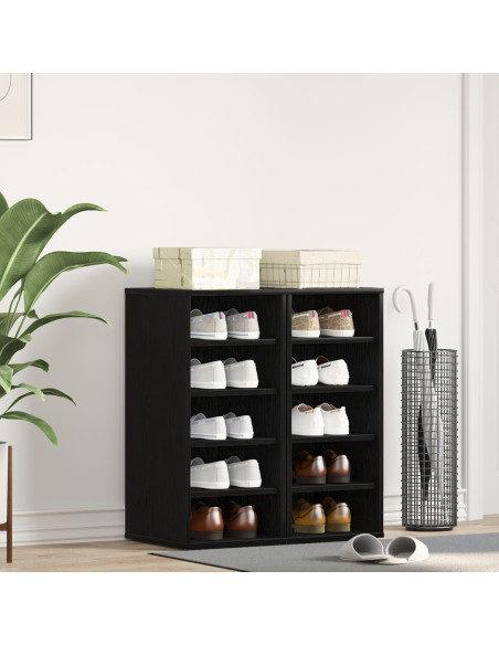Armadio per scarpe  2 pz Nero Rovere 32x35x70 cm in legno ingegnerizzato