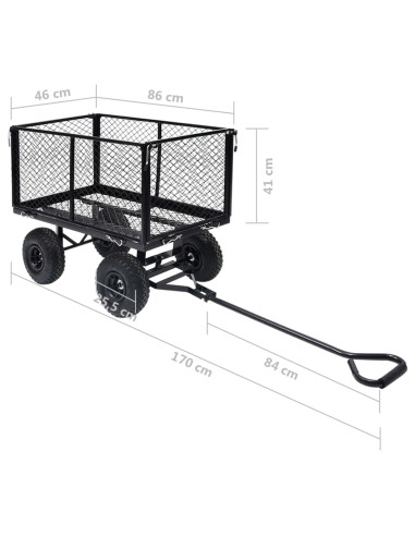 Carrello a Mano da Giardino Nero 350 kg