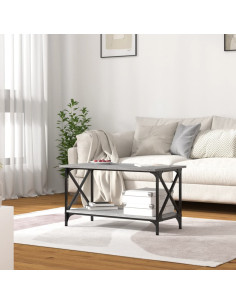 Tavolino Grigio Sonoma 80x45x45cm in Legno Multistrato e Ferro 2