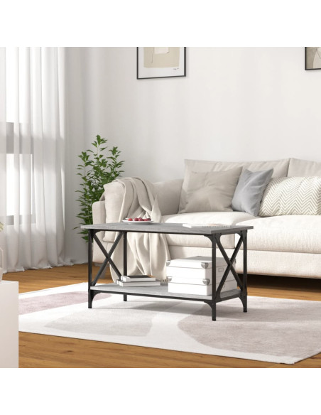 Tavolino Grigio Sonoma 80x45x45cm in Legno Multistrato e Ferro