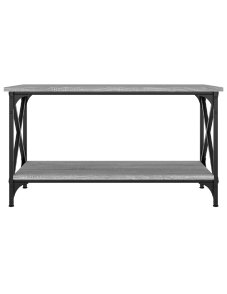 Tavolino Grigio Sonoma 80x45x45cm in Legno Multistrato e Ferro