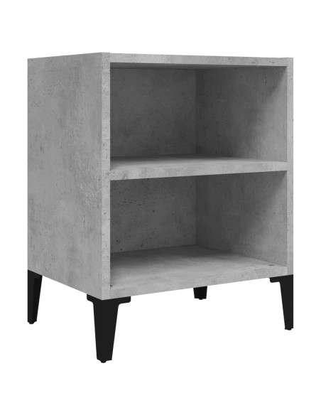 Comodino con Gambe in Metallo Grigio Cemento 40x30x50 cm