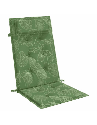 Cuscini Sedia Schienale Alto 4 pz Motivo Foglie Tessuto Oxford