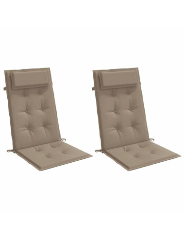 Cuscini per Sedia con Schienale Alto 2pz Tortora Tessuto Oxford