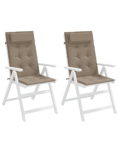 Cuscini per Sedia con Schienale Alto 2pz Tortora Tessuto Oxford