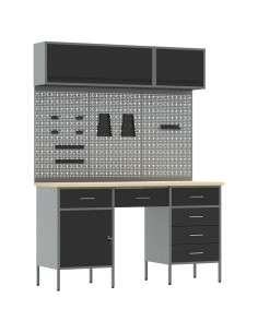 Set di mobili da lavoro con cassetto con blocco 8 pcs Nero