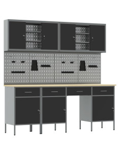 Mobile da lavoro 10 pcs Nero Legno ingegnerizzato e acciaio