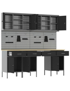 Mobile da lavoro 10 pcs Nero Legno ingegnerizzato e acciaio