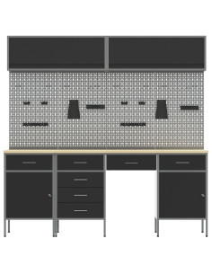 Set di mobili da lavoro con cassetto con blocco 10 pcs Nero