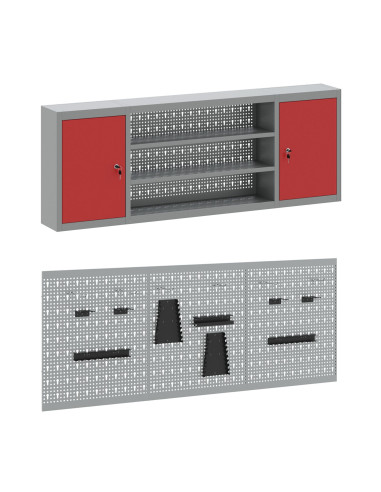 Mobile da lavoro 8 pcs Rosso Legno ingegnerizzato e acciaio