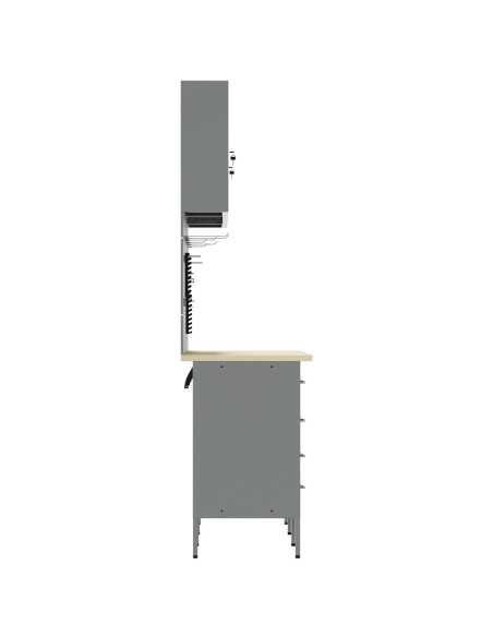 Set di Armadietti e Pannello Attrezzi  7 Pezzi Rosso MDF e Metallo