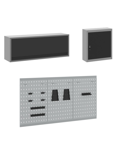 Set di mobili da lavoro con cassetto con blocco 8 pcs Nero