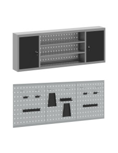 Mobile da lavoro 8 pcs Nero Legno ingegnerizzato e acciaio 2