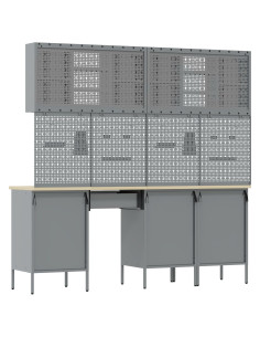 Mobile da lavoro 10 pcs Nero Legno ingegnerizzato e acciaio 2