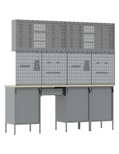 Mobile da lavoro 10 pcs Nero Legno ingegnerizzato e acciaio