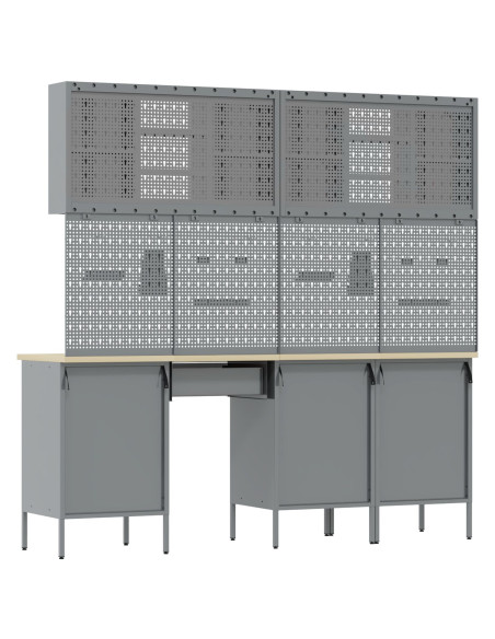 Mobile da lavoro 10 pcs Nero Legno ingegnerizzato e acciaio