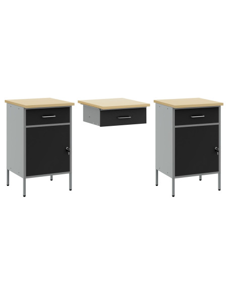 Set da lavoro con 10 pezzi Acciaio nero