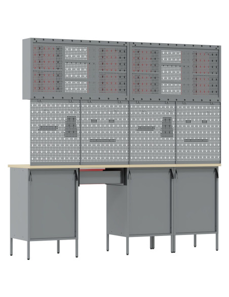 Mobile da lavoro 10 pcs Rosso Legno ingegnerizzato e acciaio