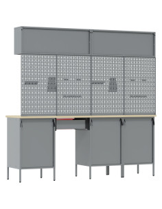 Set di mobili da lavoro con cassetto con blocco 10 pcs Rosso 2