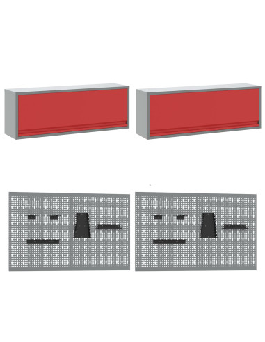 Set di mobili da lavoro con cassetto con blocco 10 pcs Rosso