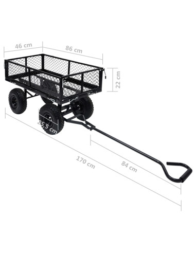 Carrello a Mano da Giardino Nero 250 kg